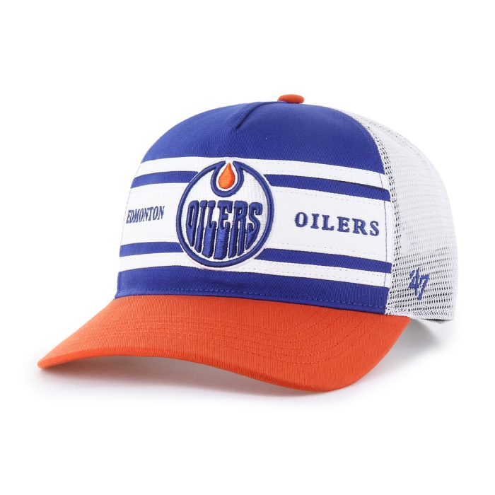 47 Brand Men s NHL Edmonton Oilers Double Header Super Stripe Hitch RF Cap