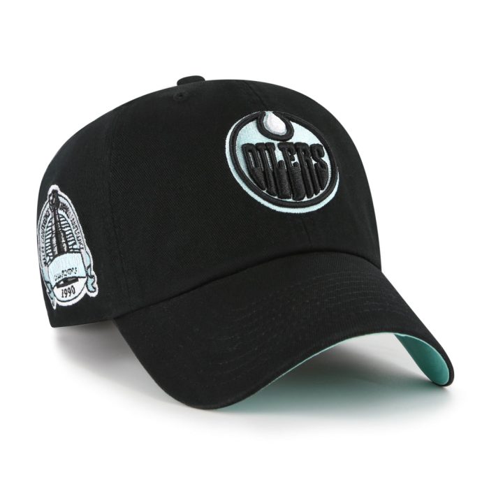 47 brand mens nhl edmonton oilers black mint clean up hat 1