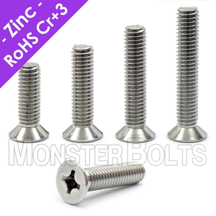 Flat Head Machine Screw Zinc scaled