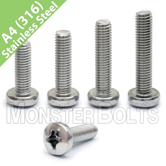 Pan Head Machine Screw A4 Marine scaled