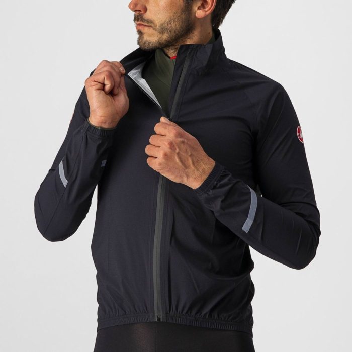 Shop Castelli Emergency 2 Rain Cycling Bike Jacket Light Black Edmonton Canada 2