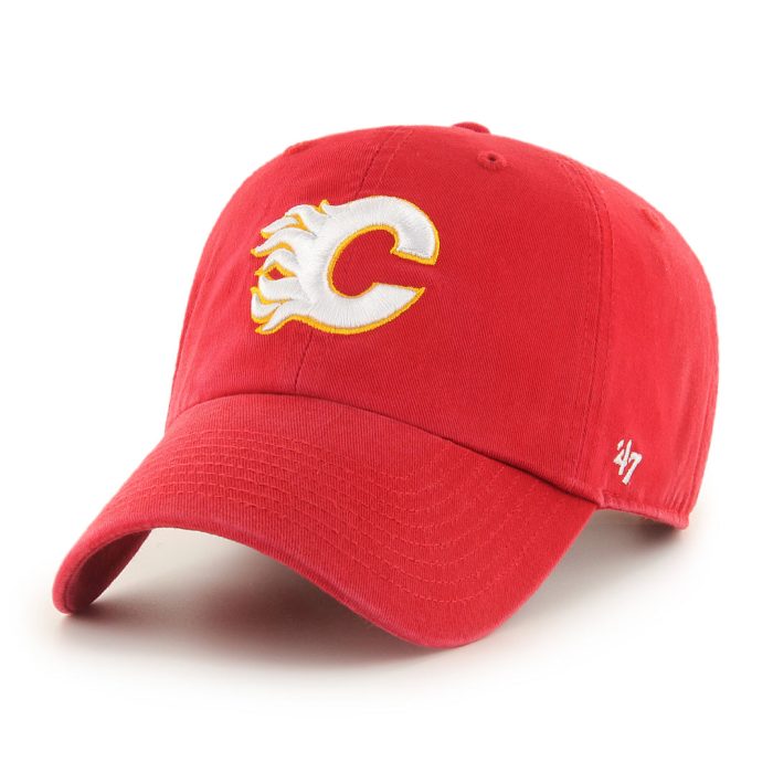 Shop 47 Brand Men s NHL Calgary Flames Clean Up Cap Red Edmonton Canada