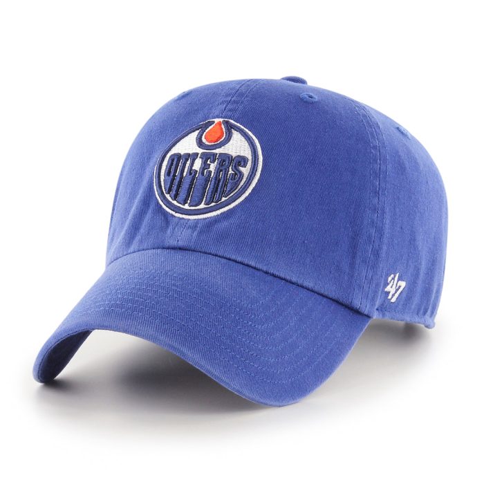 Shop 47 Brand Men s NHL Edmonton Oilers Clean Up Cap Royal Edmonton Canada