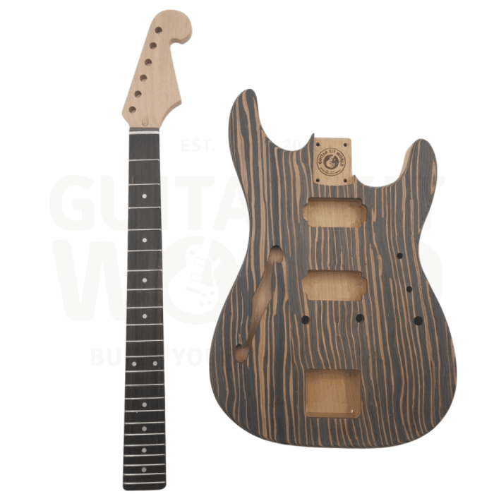 semi hollow st style guitar kit w alder body zebra body top 469668