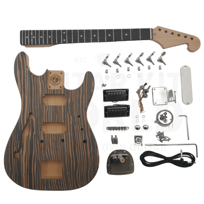 semi hollow st style guitar kit w alder body zebra body top 932173